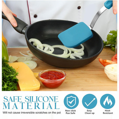 2Pcs Mini Silicone Cookie Brownie Spatula, Solid Flat, Gray, Blue