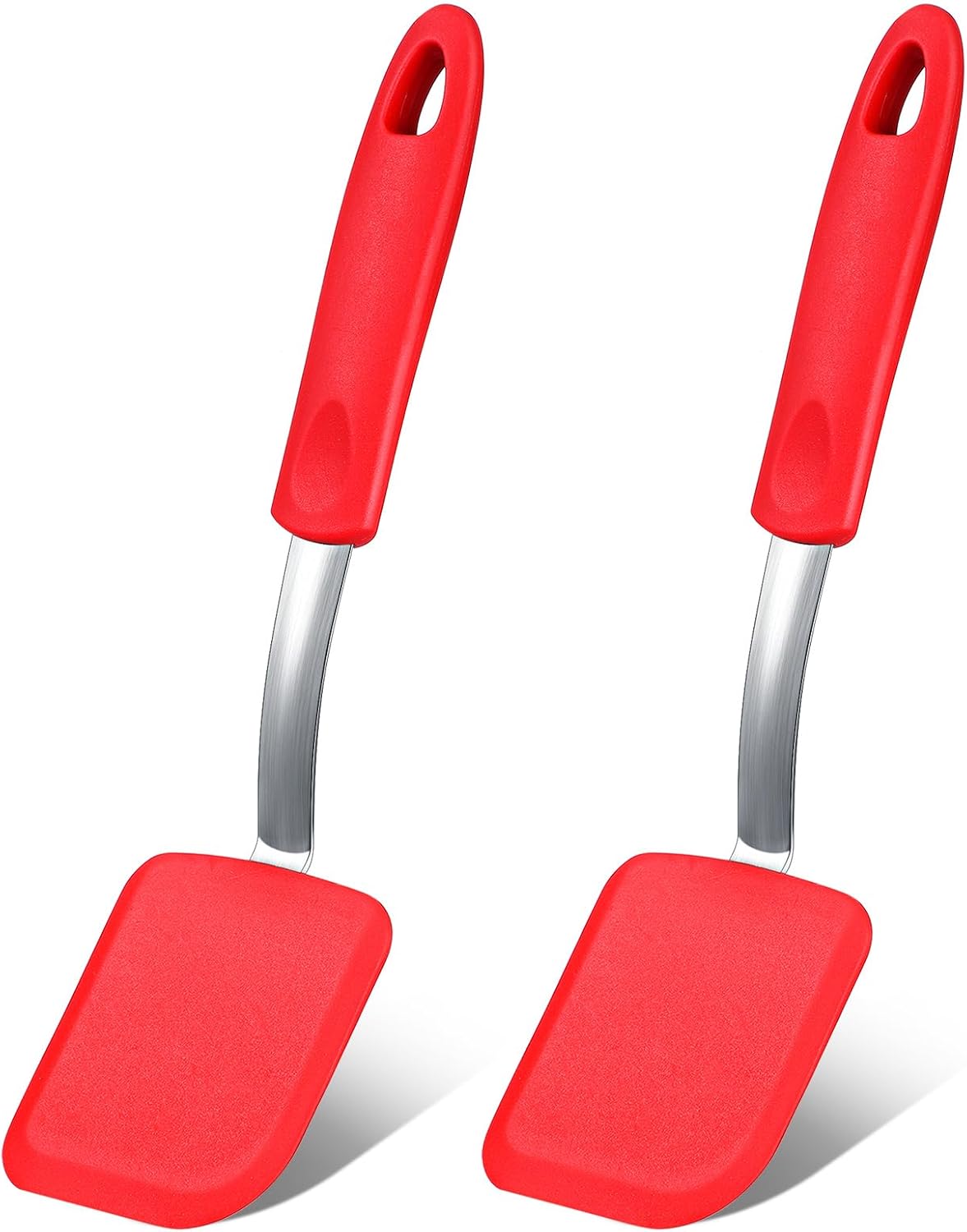 2Pcs Mini Silicone Cookie Brownie Spatula, Solid Flat, Gray, Blue