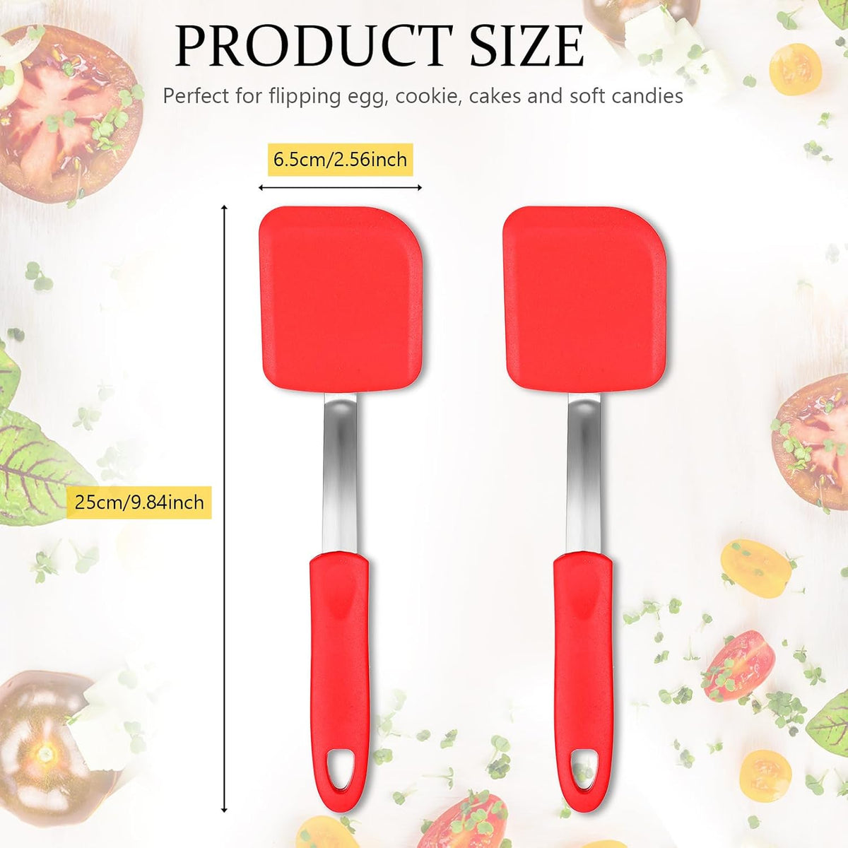 2Pcs Mini Silicone Cookie Brownie Spatula, Solid Flat, Gray, Blue