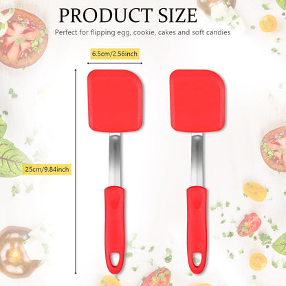 2Pcs Mini Silicone Cookie Brownie Spatula, Solid Flat, Gray, Blue