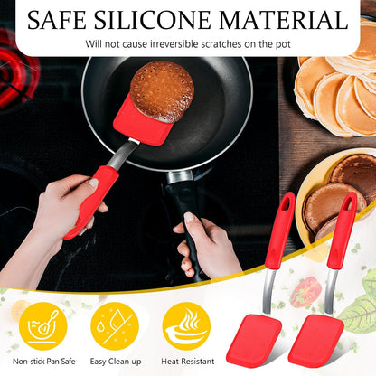 2Pcs Mini Silicone Cookie Brownie Spatula, Solid Flat, Gray, Blue