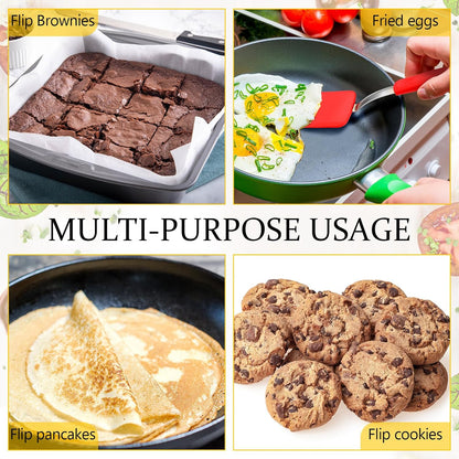 2Pcs Mini Silicone Cookie Brownie Spatula, Solid Flat, Gray, Blue