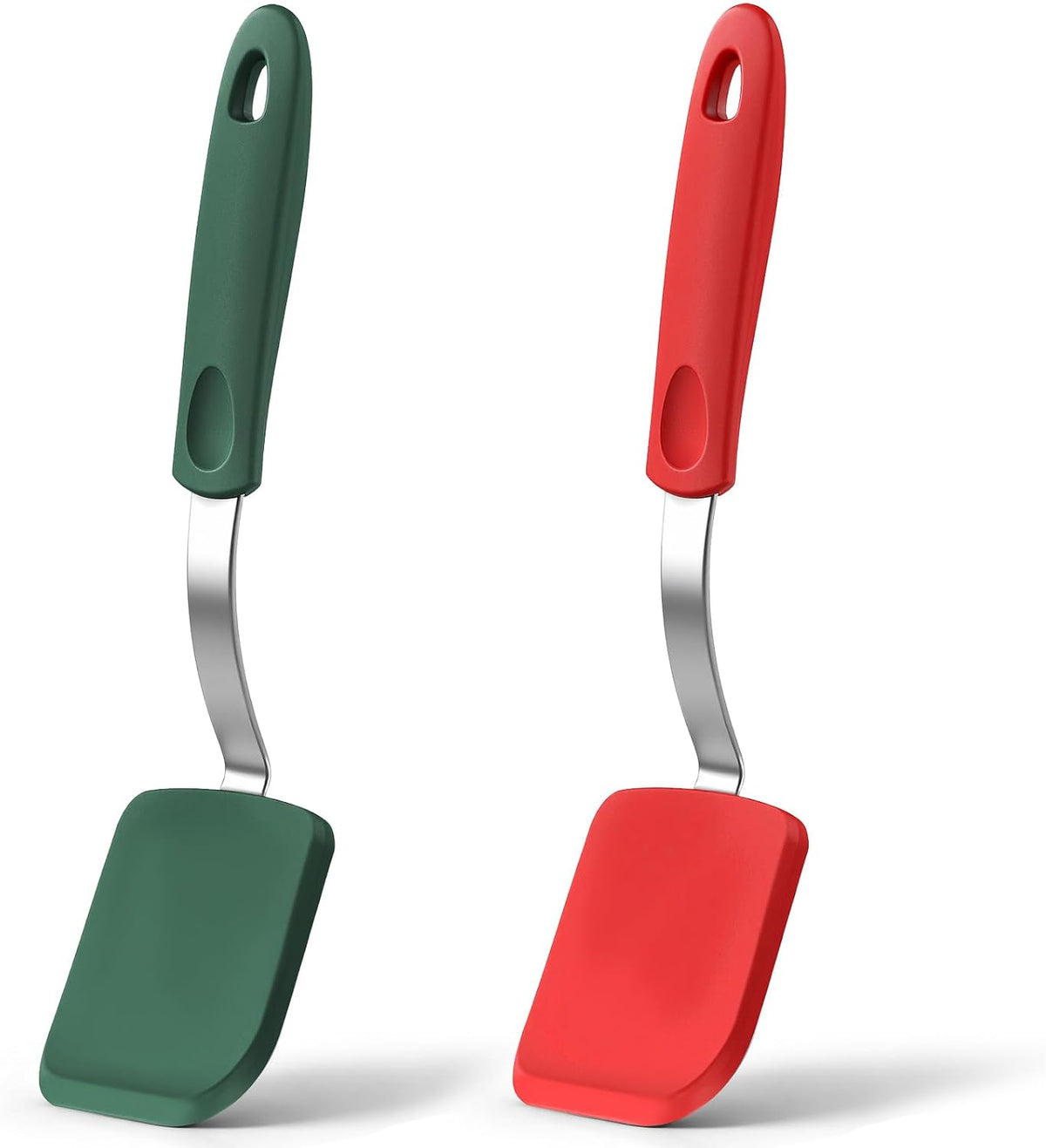 2Pcs Mini Silicone Cookie Brownie Spatula, Solid Flat, Gray, Blue