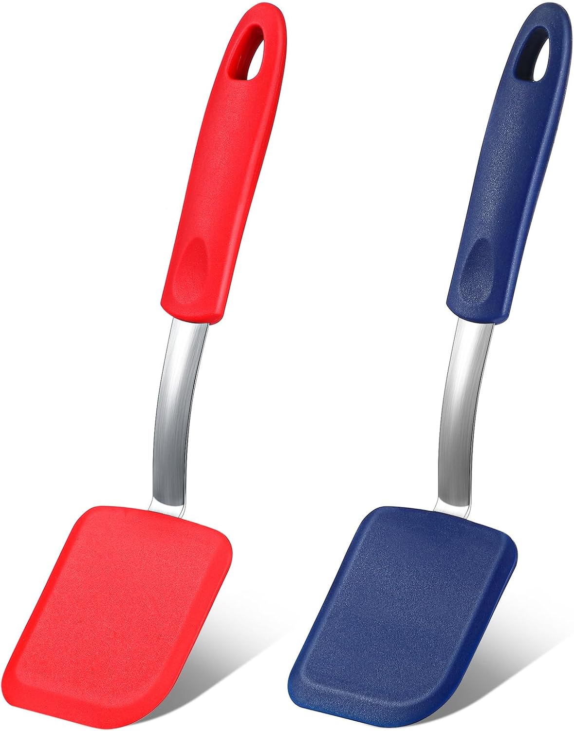 2Pcs Mini Silicone Cookie Brownie Spatula, Solid Flat, Gray, Blue