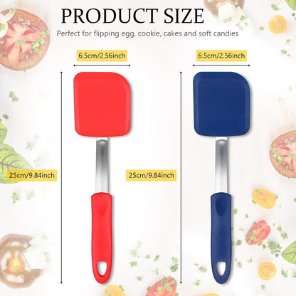 2Pcs Mini Silicone Cookie Brownie Spatula, Solid Flat, Gray, Blue