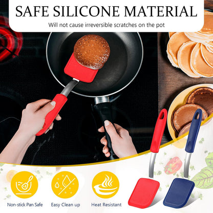 2Pcs Mini Silicone Cookie Brownie Spatula, Solid Flat, Gray, Blue