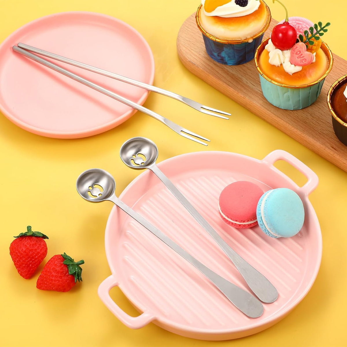4 Pcs Pickle Fork Olive Spoon Set Long Handle, Classic Style