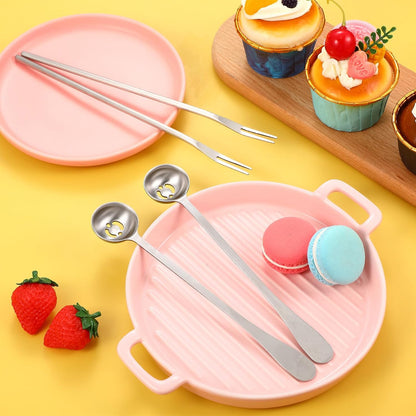 4 Pcs Pickle Fork Olive Spoon Set Long Handle, Classic Style