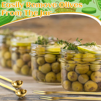 4 Pcs Pickle Fork Olive Spoon Set Long Handle, Classic Style