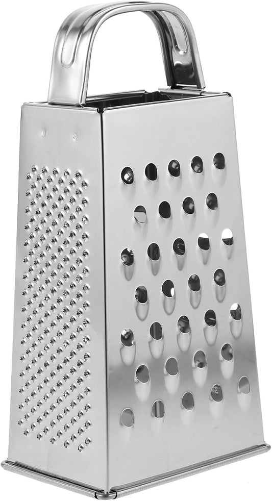 Stainless Steel Grater for Kitchen 4 Sided Cheese Grater Metal with Handle Vegetable Grating Tool and Food Shredder for Potato Ginger Garlic 7.08 X 3.46 X 2.48 in 1 Pack