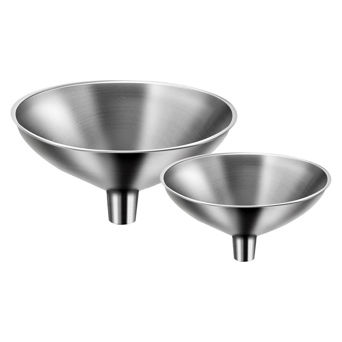 2-Piece Stainless Steel Kitchen Funnel Set with 1-Inch and 0.5-Inch Ports for Transferring and Filling Liquids, Coffee Beans, Spice Blends, and Powders Easy to Clean!