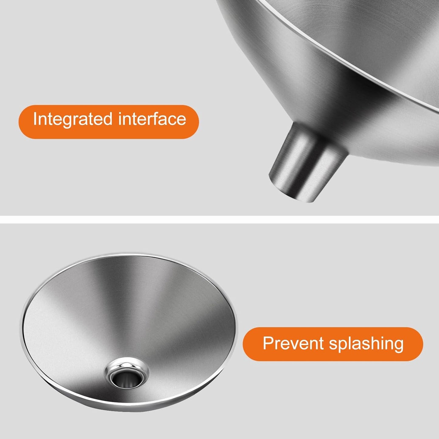 2-Piece Stainless Steel Kitchen Funnel Set with 1-Inch and 0.5-Inch Ports for Transferring and Filling Liquids, Coffee Beans, Spice Blends, and Powders Easy to Clean!