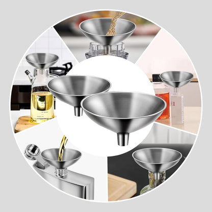 2-Piece Stainless Steel Kitchen Funnel Set with 1-Inch and 0.5-Inch Ports for Transferring and Filling Liquids, Coffee Beans, Spice Blends, and Powders Easy to Clean!