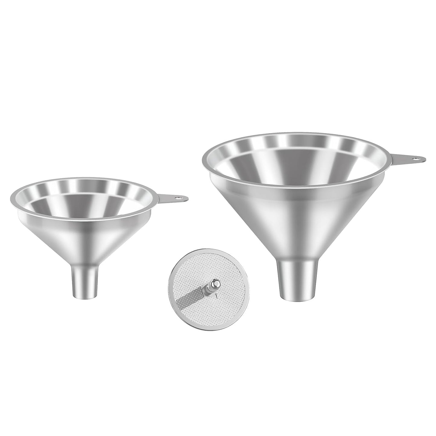 2-Piece Stainless Steel Kitchen Funnel Set with 1-Inch and 0.5-Inch Ports for Transferring and Filling Liquids, Coffee Beans, Spice Blends, and Powders Easy to Clean!