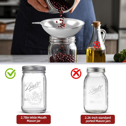 2-Piece Stainless Steel Kitchen Funnel Set with 1-Inch and 0.5-Inch Ports for Transferring and Filling Liquids, Coffee Beans, Spice Blends, and Powders Easy to Clean!