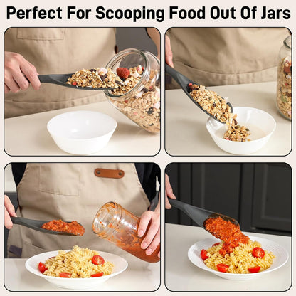 3 PACK Silicone Cooking Spatula & Spoon for Nonstick Cookware, BPA-Free | Multifunction Spoonula for Baking, Cooking, Serving, Mixing, Stirring, Scoop, Scrape - One-Piece Formed, Dishwasher Safe