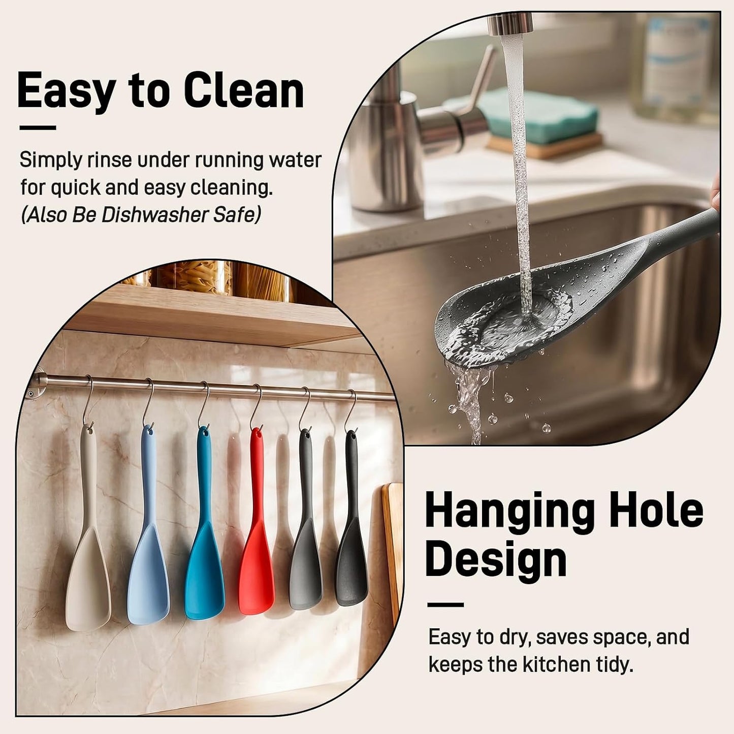 3 PACK Silicone Cooking Spatula & Spoon for Nonstick Cookware, BPA-Free | Multifunction Spoonula for Baking, Cooking, Serving, Mixing, Stirring, Scoop, Scrape - One-Piece Formed, Dishwasher Safe