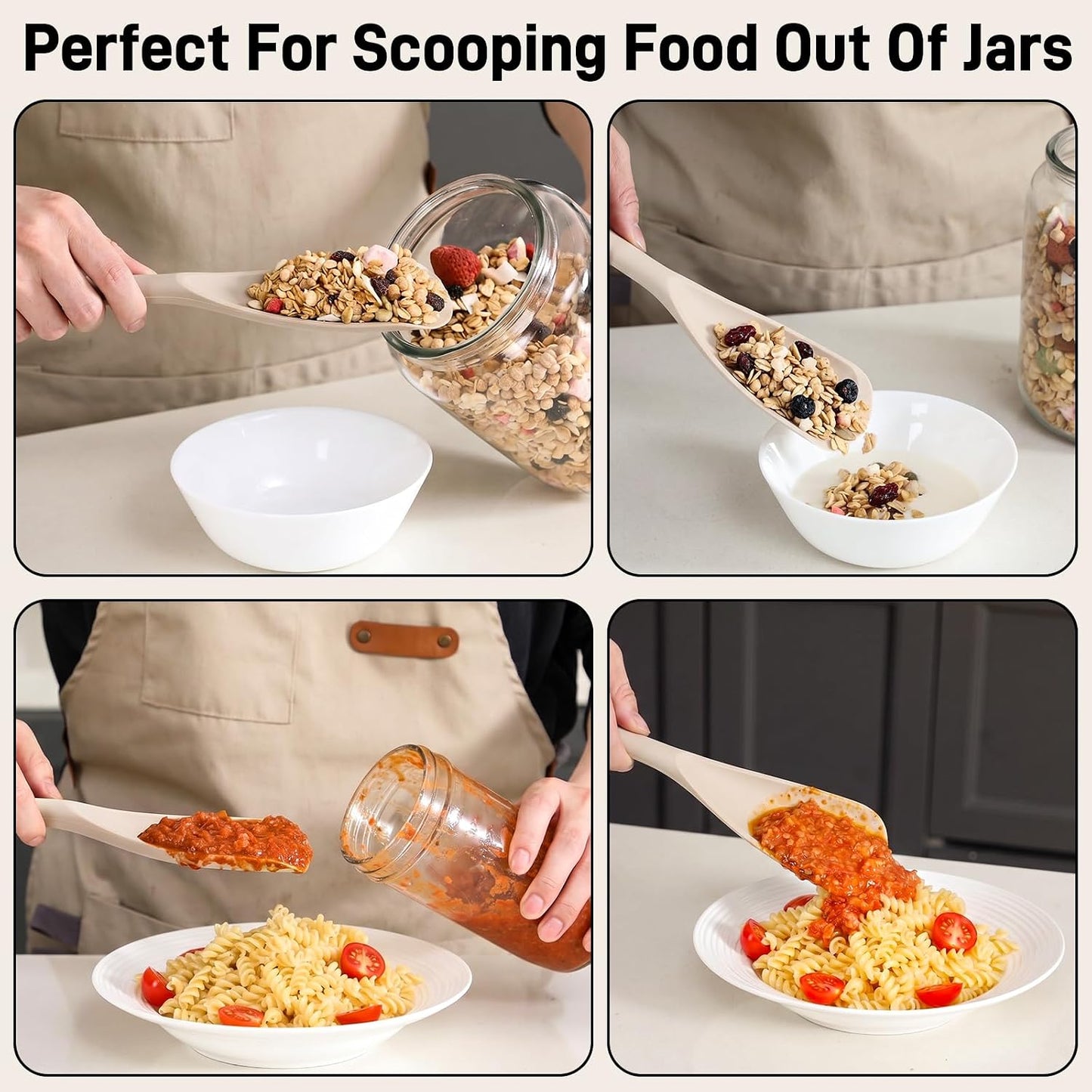 3 PACK Silicone Cooking Spatula & Spoon for Nonstick Cookware, BPA-Free | Multifunction Spoonula for Baking, Cooking, Serving, Mixing, Stirring, Scoop, Scrape - One-Piece Formed, Dishwasher Safe