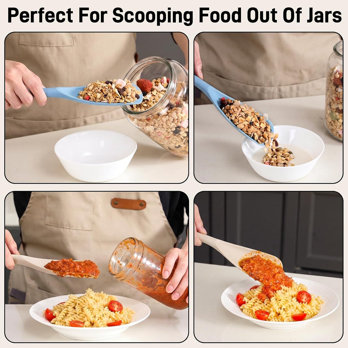 3 PACK Silicone Cooking Spatula & Spoon for Nonstick Cookware, BPA-Free | Multifunction Spoonula for Baking, Cooking, Serving, Mixing, Stirring, Scoop, Scrape - One-Piece Formed, Dishwasher Safe