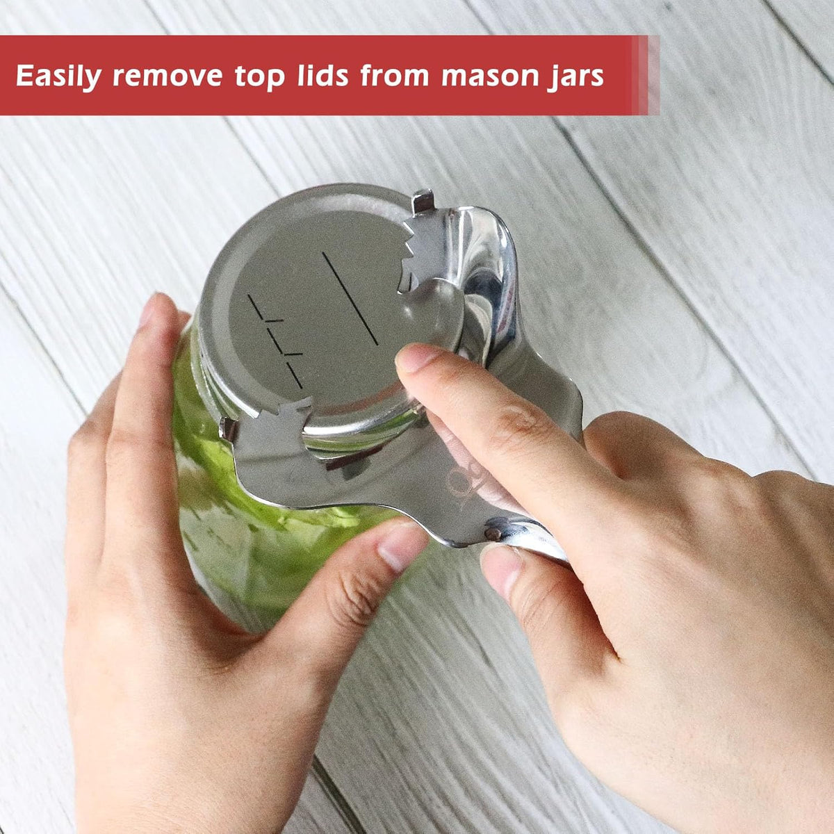Mason Jar Opener with No Lid Dents or Damage, Bottle Opener Multi-purpose, Easy Twist Handheld Top Remover Utensil, Manual Canning Opener for Various Lids