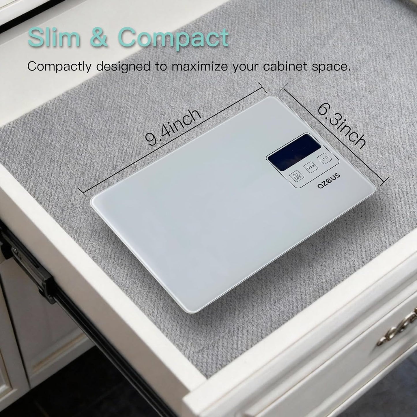Food Scale with USB Rechargeable, Digital Kitchen Scale with 6 Units, High Precision to 0.04 oz /11lbs Capacity, Weight Range from 3g-5000g