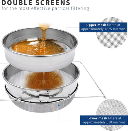 Double Sieve Stainless Steel Honey Strainer, BEE-V101H | Bee Keeping Equipment Filter