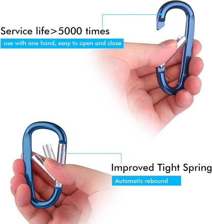 Carabiner Caribeaner Clip,3" Large Aluminum D Ring Shape Carabeaner with Keyring Keychain Hook