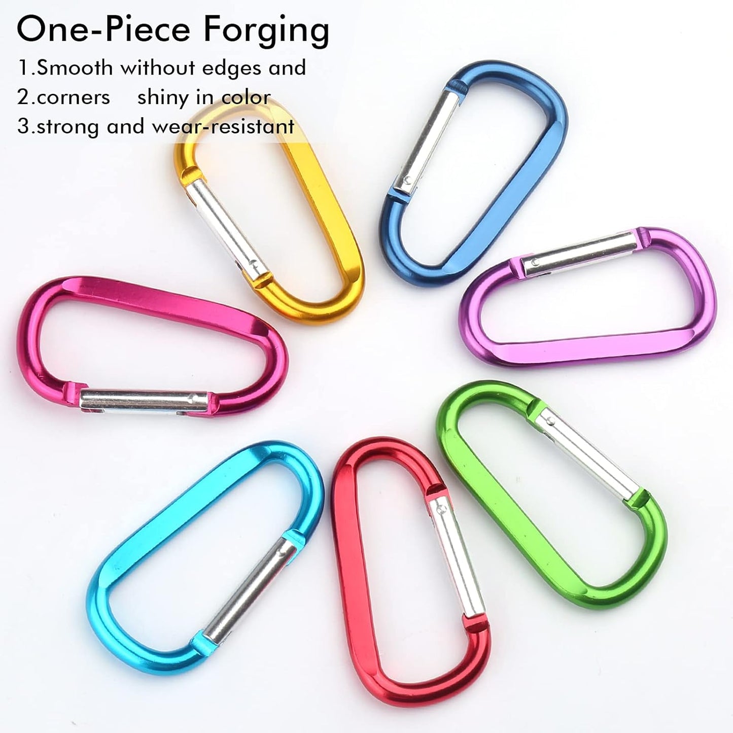 Carabiner Caribeaner Clip,3" Large Aluminum D Ring Shape Carabeaner with Keyring Keychain Hook