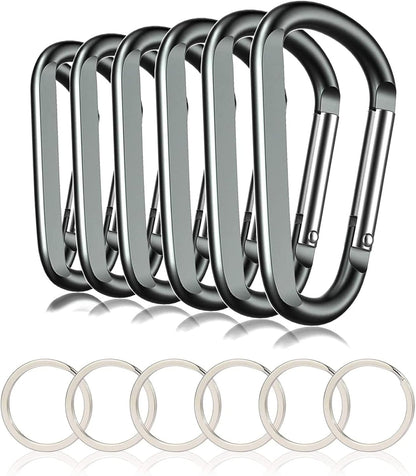 Carabiner Caribeaner Clip,3" Large Aluminum D Ring Shape Carabeaner with Keyring Keychain Hook