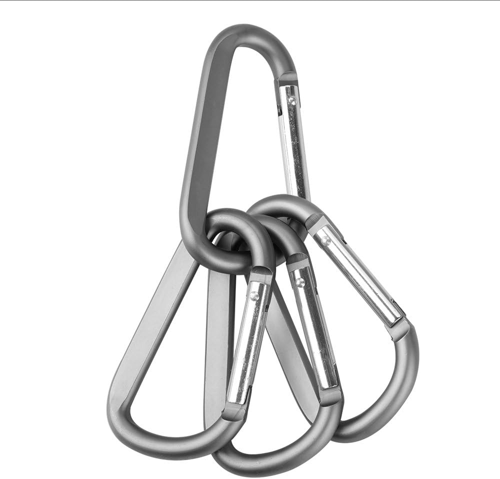 Carabiner Caribeaner Clip,3" Large Aluminum D Ring Shape Carabeaner with Keyring Keychain Hook