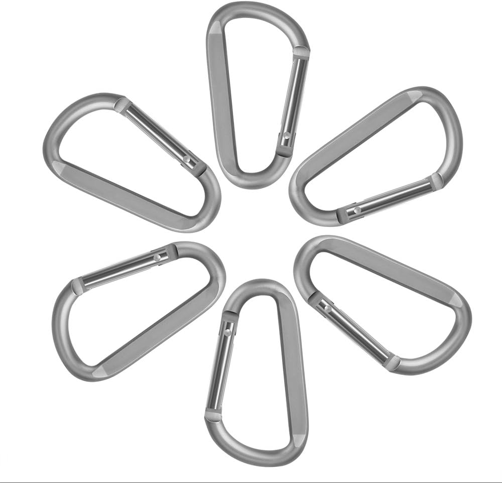 Carabiner Caribeaner Clip,3" Large Aluminum D Ring Shape Carabeaner with Keyring Keychain Hook