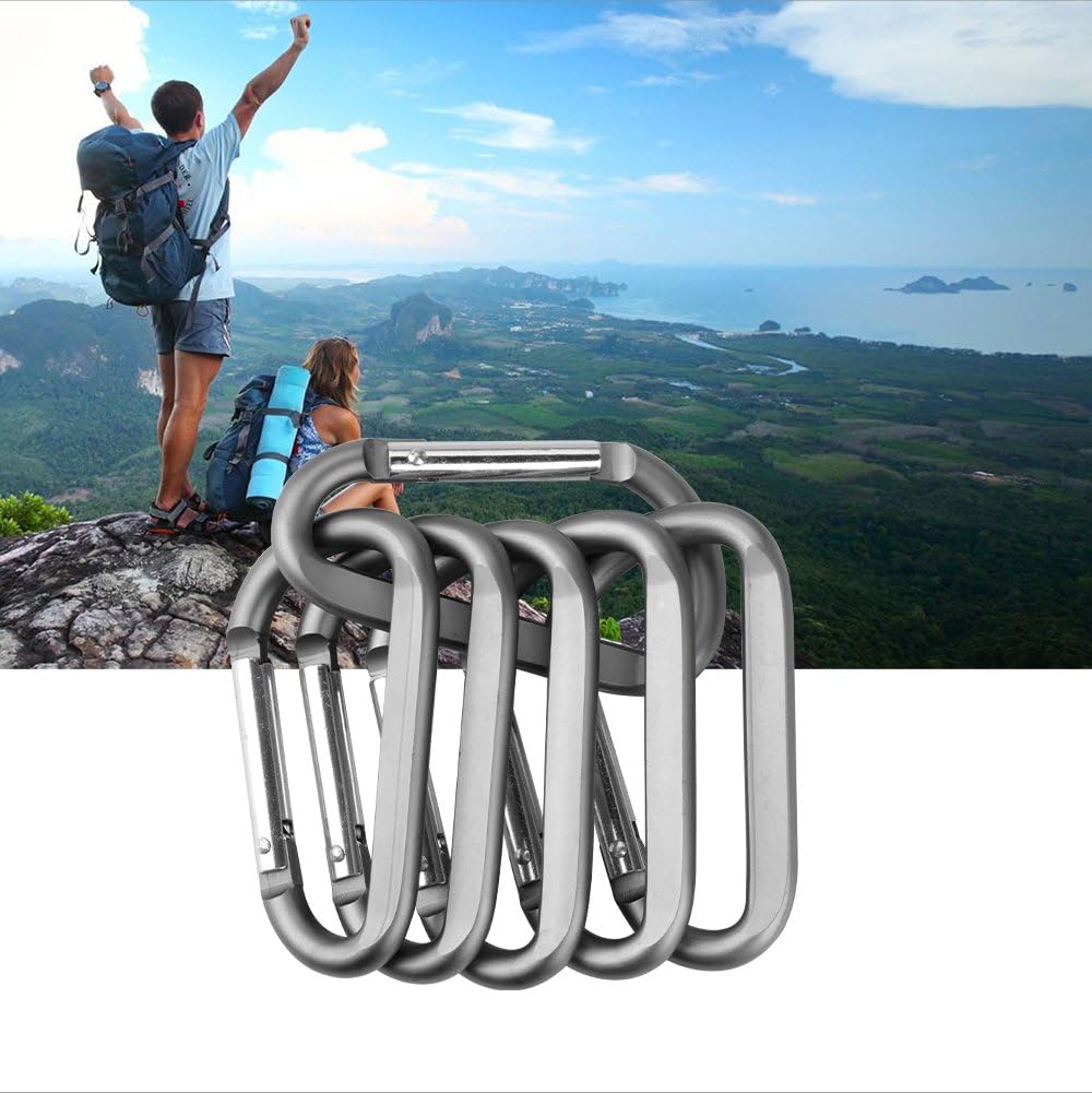 Carabiner Caribeaner Clip,3" Large Aluminum D Ring Shape Carabeaner with Keyring Keychain Hook