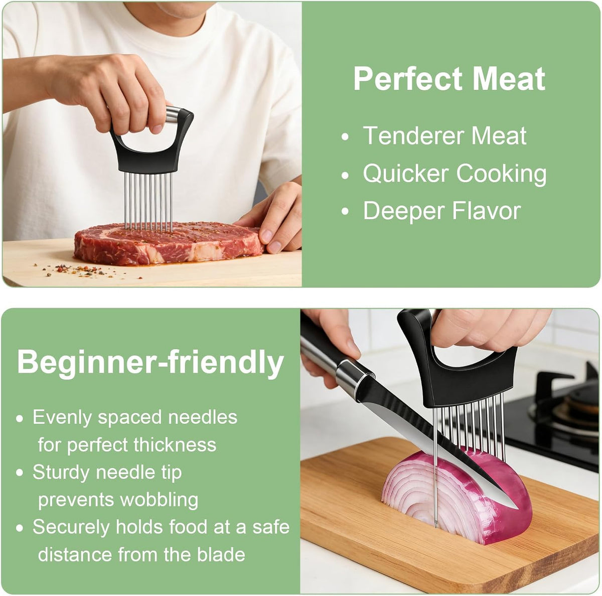Stainless Steel Onion Holder for Slicing & Crinkle Cutter, for Home Kitchen