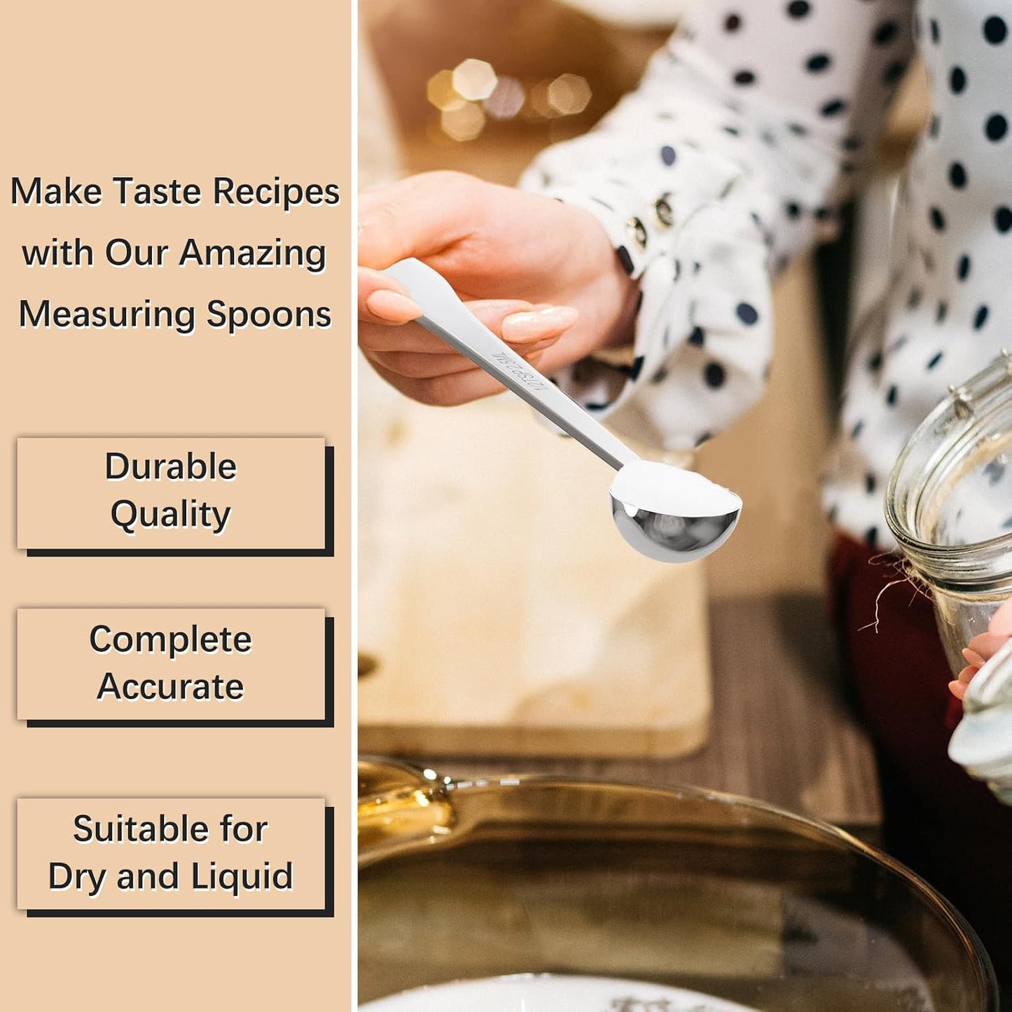 2PCS 1Teaspoon(1tsp, 1/3tbsp, 5ml) Extra-long Handle Measuring Spoon | 18/8(304) Stainless Steel, Food-Grade, High Precision, Durable, ‌Rust-Free, Dishwasher-Safe, Easy-Read Marking