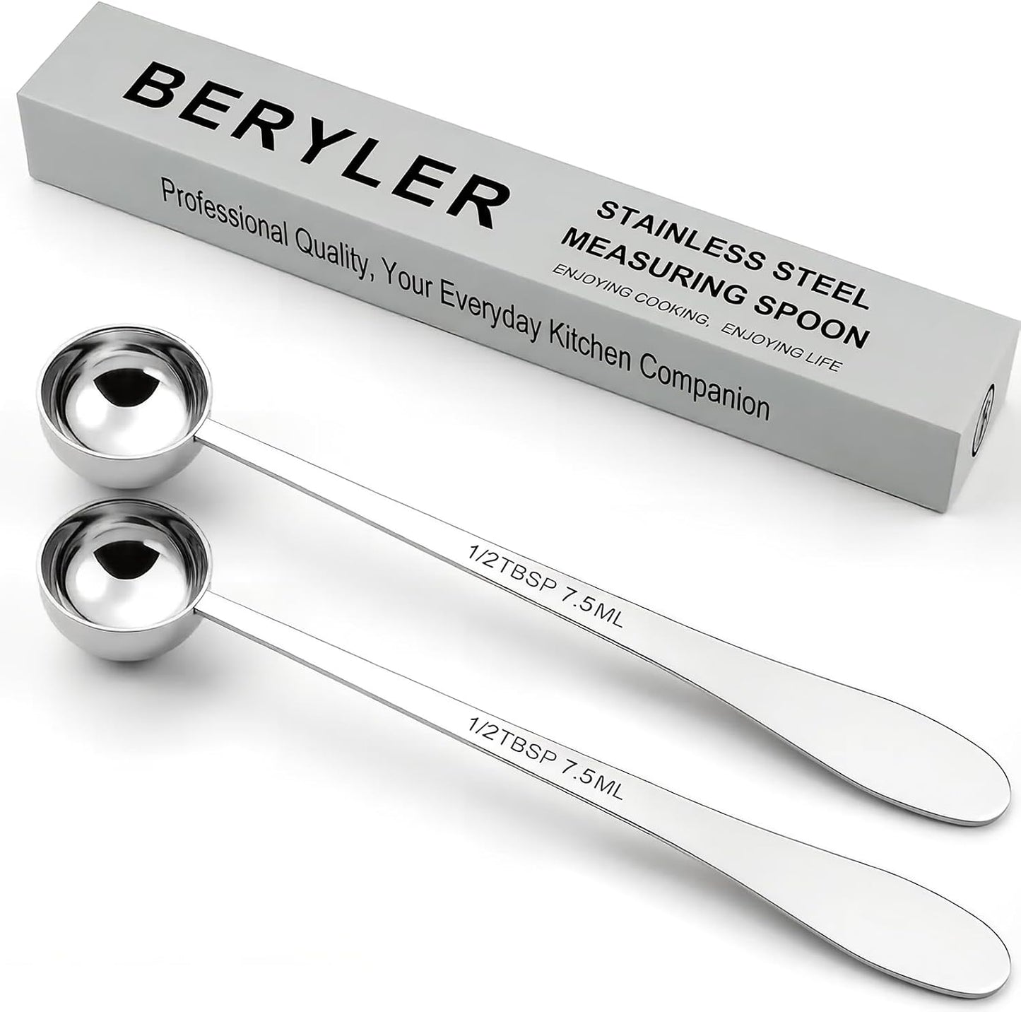 2PCS 1Teaspoon(1tsp, 1/3tbsp, 5ml) Extra-long Handle Measuring Spoon | 18/8(304) Stainless Steel, Food-Grade, High Precision, Durable, ‌Rust-Free, Dishwasher-Safe, Easy-Read Marking