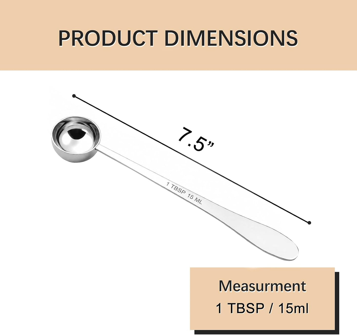 2PCS 1Teaspoon(1tsp, 1/3tbsp, 5ml) Extra-long Handle Measuring Spoon | 18/8(304) Stainless Steel, Food-Grade, High Precision, Durable, ‌Rust-Free, Dishwasher-Safe, Easy-Read Marking