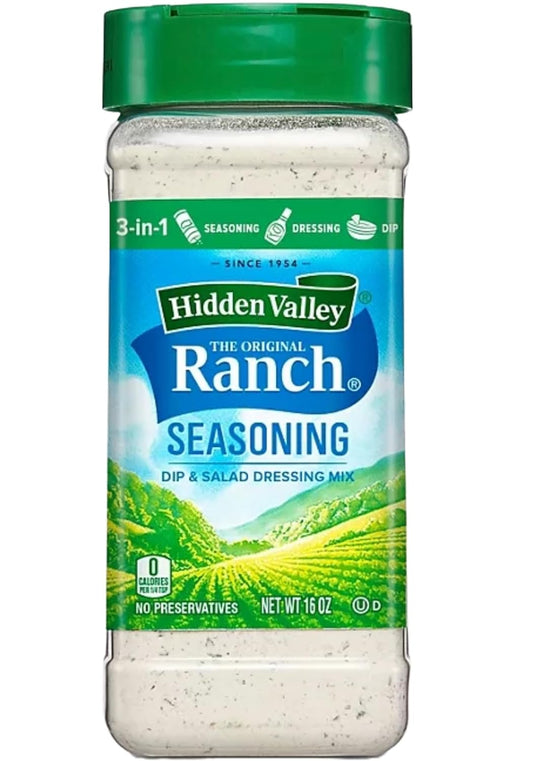 Ranch Seasoning Powder | Hidden Valley Original Ranch Salad Dressing, Seasoning Mix and Dip | Zero Saturated Fat, Trans fat and Cholesterol | with the Hint of Creamy Buttermilk & Keto Friendly | 16 Fl oz Shaker Bottles | Value Pack of 2