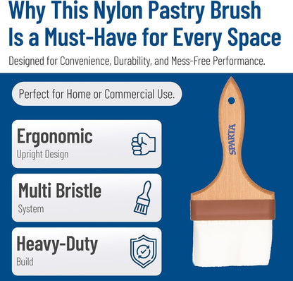SPARTA 4039700 Nylon Wide Brush, Flat With Nylon Bristles, 2 Inches, Brown