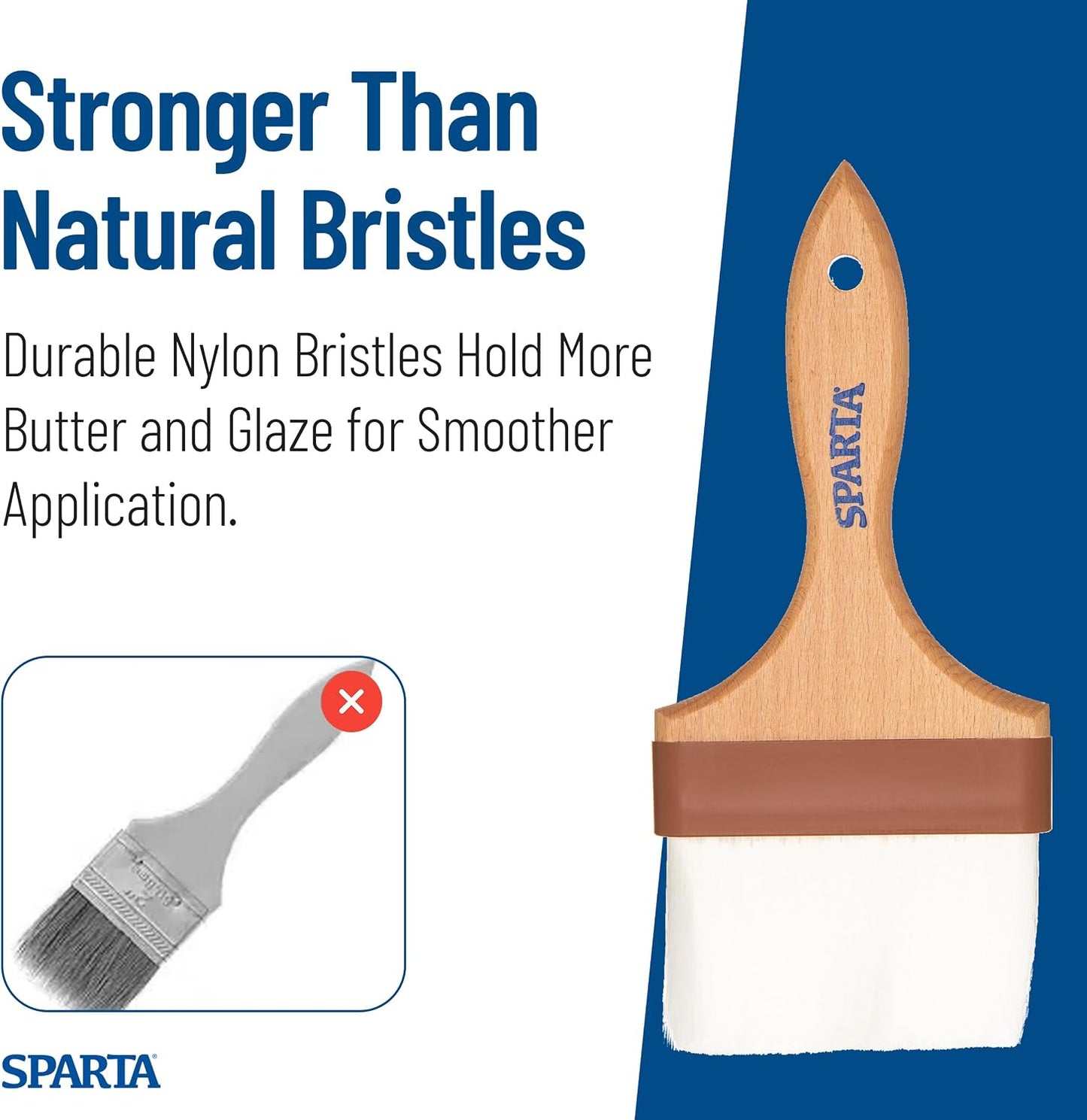 SPARTA 4039700 Nylon Wide Brush, Flat With Nylon Bristles, 2 Inches, Brown