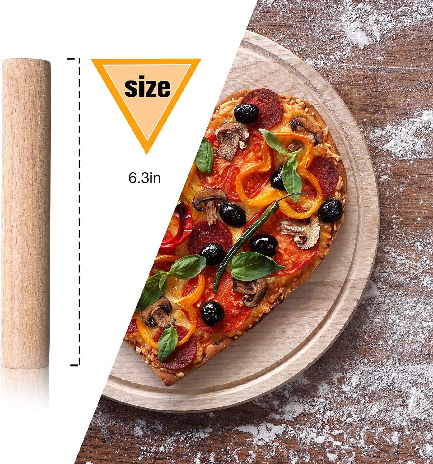 3 Pieces Small Wooden Rolling Pin, Dumpling Dough Roller Wooden Mini Rolling Pins Kitchen Utensil Tool for Fondant, Pasta, Bread, Pastry, Cookies, Pizza, Pie, Cylinder Style, 6.3 Inch