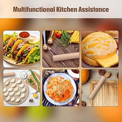 3 Pieces Small Wooden Rolling Pin, Dumpling Dough Roller Wooden Mini Rolling Pins Kitchen Utensil Tool for Fondant, Pasta, Bread, Pastry, Cookies, Pizza, Pie, Cylinder Style, 6.3 Inch
