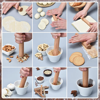3 Pieces Small Wooden Rolling Pin, Dumpling Dough Roller Wooden Mini Rolling Pins Kitchen Utensil Tool for Fondant, Pasta, Bread, Pastry, Cookies, Pizza, Pie, Cylinder Style, 6.3 Inch