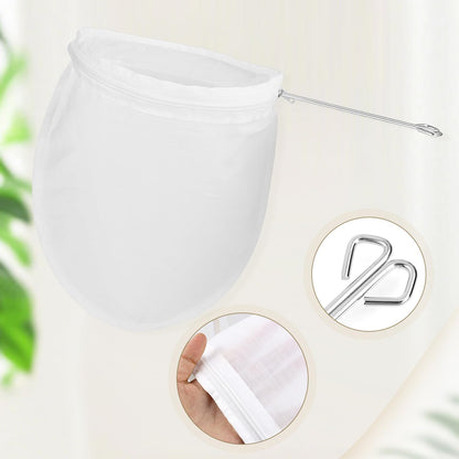 1 Pack Ultra Fine Mesh Strainer Bags, Reusable with Stainless Steel Handle, Filter for Nut Milk, Coffee, Juice, Cheese, Honey, and More (Large)