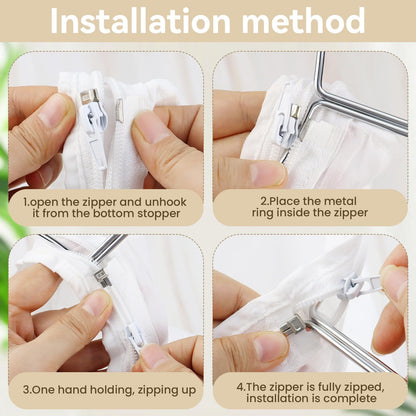 1 Pack Ultra Fine Mesh Strainer Bags, Reusable with Stainless Steel Handle, Filter for Nut Milk, Coffee, Juice, Cheese, Honey, and More (Large)