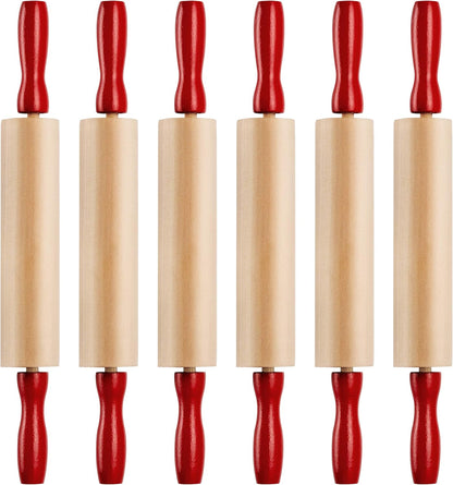 7.5 Inch Mini Wooden Rolling Pins (6-Pack) Kids Play Dough Rolling Pin Set | Small Rolling Pins with Handles for Play Dough Accessories, Dough, Baking, Foods, Baking Supplies, Crafts & Playtime