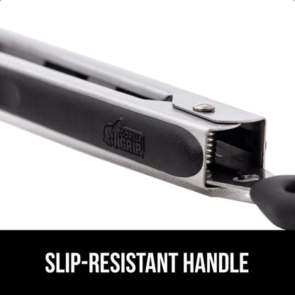 Stainless Steel BPA-Free Kitchen Tongs for Cooking, Heat Resistant BBQ Tong Set of 2, Non Scratch Silicone Tip for Pan, Strong Grip, Grab Food, Toss Salad, Pull Lock, 7+9 Inch, Black