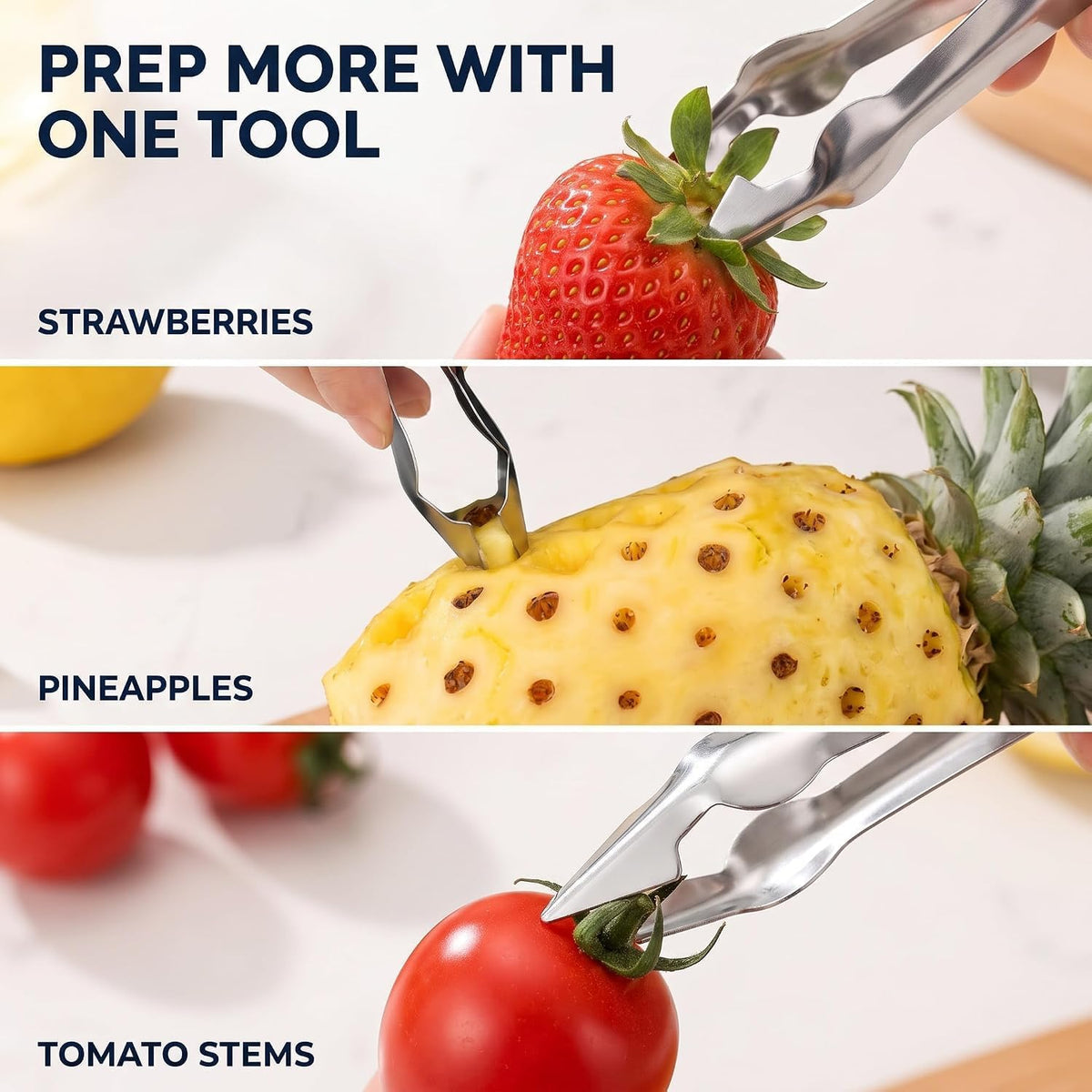 Stainless Steel Multi-Functional Fruit and Vegetable Stem Remover Clip, 2024 New Metal Pineapple Seed Remover Clip Huller Stem Remover,Strawberry HullerFruit and Vegetable Tools,Kitchen Utensils