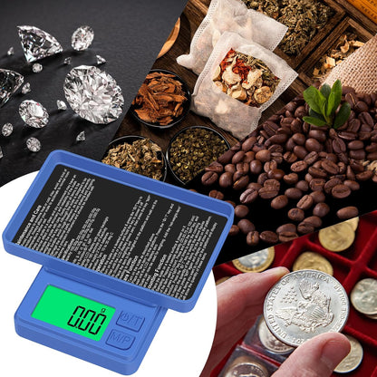 1000g/0.1g Pocket Gram Scale, High Precision Digital Kitchen Scale | LCD Display, 7 Units with Tare Function, Suit for Jewelry, Powder, Ounces, Blue