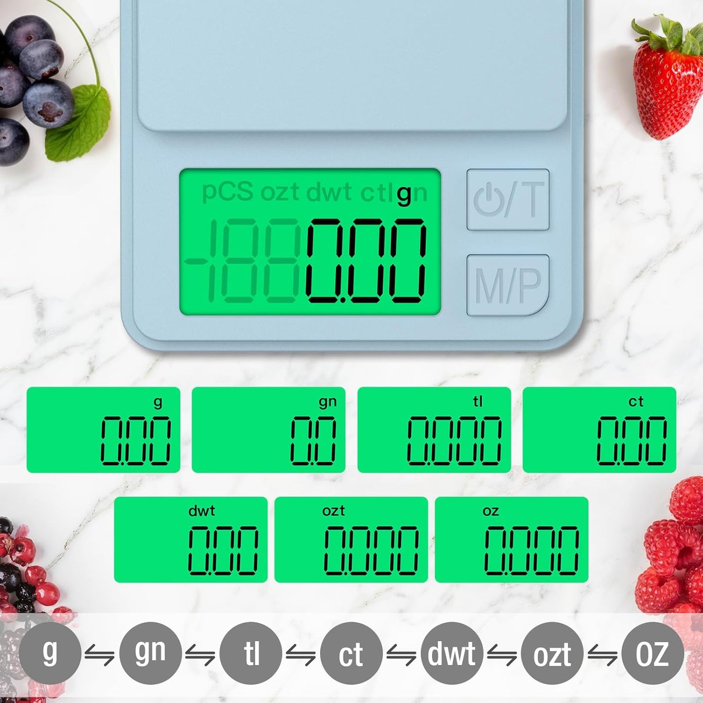 1000g/0.1g Pocket Gram Scale, High Precision Digital Kitchen Scale | LCD Display, 7 Units with Tare Function, Suit for Jewelry, Powder, Ounces, Blue