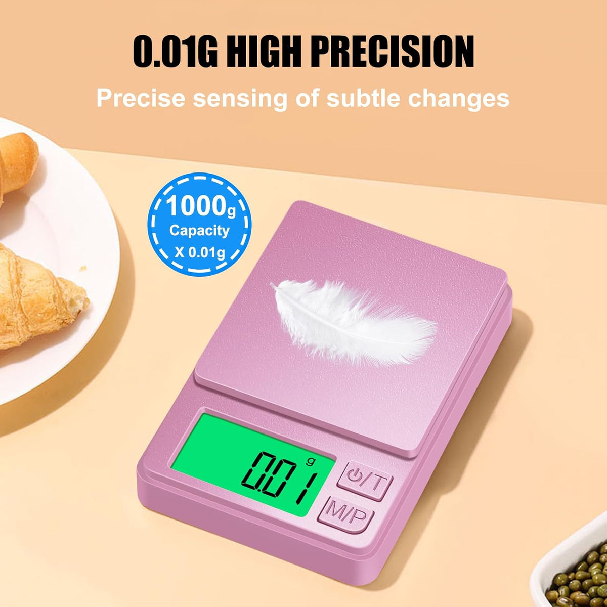 1000g/0.1g Pocket Gram Scale, High Precision Digital Kitchen Scale | LCD Display, 7 Units with Tare Function, Suit for Jewelry, Powder, Ounces, Blue